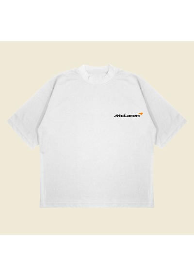 Mclaren 720s Boxy Fit Oversize Unisex Tshirt Baskılı Tişört Beyaz
