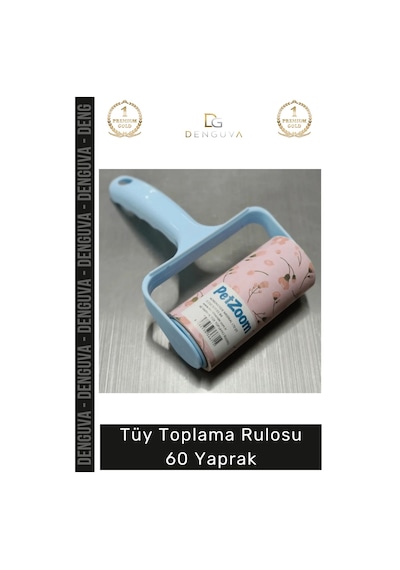 Petshop Evcil Hayvan Kedi Köpek Kıl Temizleyici Pratik Yapışkanlı Güçlü 60 Yaprak Tüy Toplama Rulo