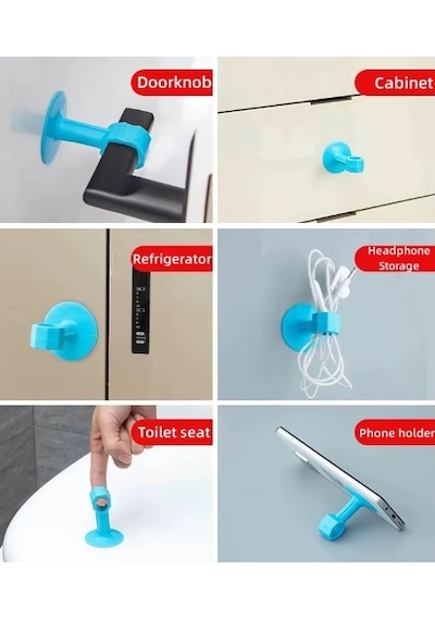 Vantuzlu Geçmeli Kapı Kolu Stoper 4lü Set Beyaz
