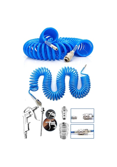 Kompresör Spiral Hava Hortumu 8 MM 15 Mt Hava Jakı Hava Tabancası
