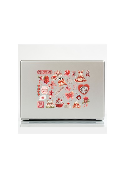 Coquette Kawaii Tatlı Kırmızı Sticker Seti - Etiket Seti Scrapbook Bullet Journal