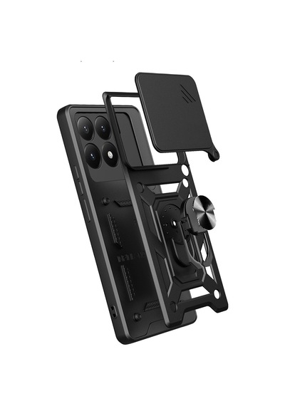 Vendas Xiaomi 15t Kılıf Magnetik Standlı Kamera Korumalı Zore Sürgülü Vega Kapak Siyah