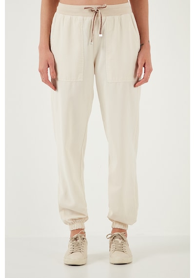 Lela Regular Fit Yüksek Bel Lastikli Paça Jogger Spor Bayan Pantolon 668Yp5039 Taş
