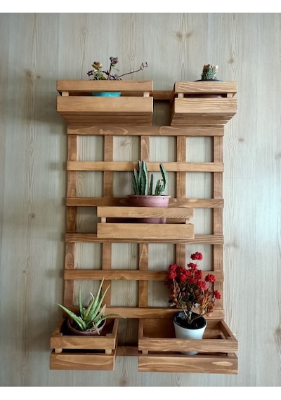 Kuzela Ahşap 5'li Çiçeklik Saksılık Stand