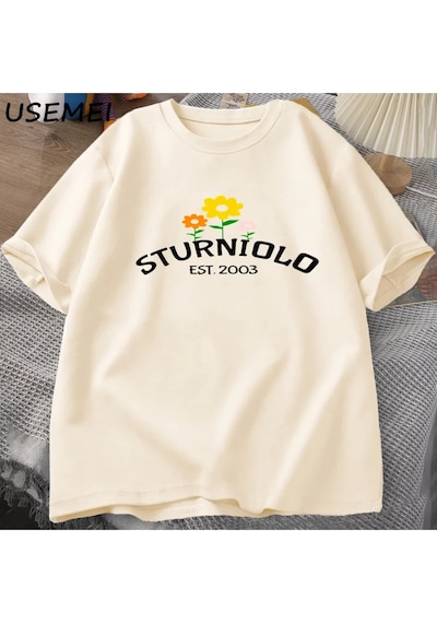 Flood Of Style Sturniolo Üçüz Merch Tshirt Erkek Boy T-shirt Yaz Tees Kısa Kollu Adam Giysileri Grafik Tee P Haki