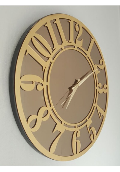 Ayna Denizi Golden Latin Bronze Model Altın Bronz Renk 50 CM Dekoratif Aynalı Duvar Saati Altın