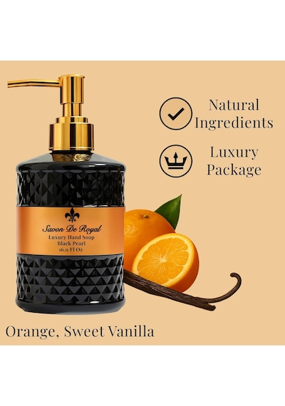 Savon De Royal Luxury Vegan Sıvı Sabun Black Pearl 500 Ml, Portakal, Vanilya