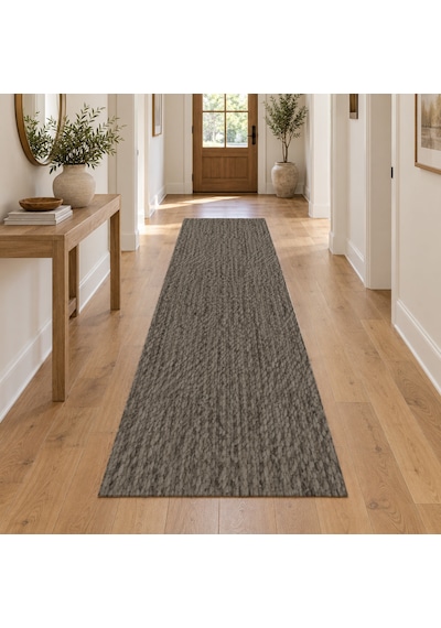 Kartela Halı Doğal Sisal Antrasit Koridor Mutfak Yolluk Halısı Kaymaz Taban Yıkanabilir 100x300 Cm