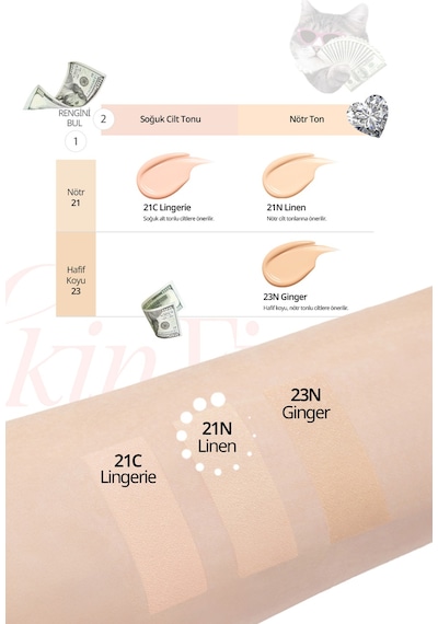Özel Tasarım, Kalıcı, Mat Cushion Clıo Kill Cover Skin Fixer Cushion+refill 21n Linen Luxury Koshort 21