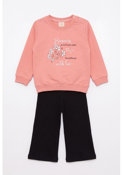 Minipomes Kız Bebek Hearth Beats Eşofman Takım Pembe