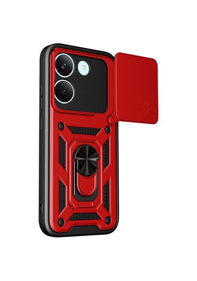 Xiaomi Poco X8 Pro Kılıf Kamera Korumalı Zırh Tank Sürgülü Vega Kapak Kırmızı