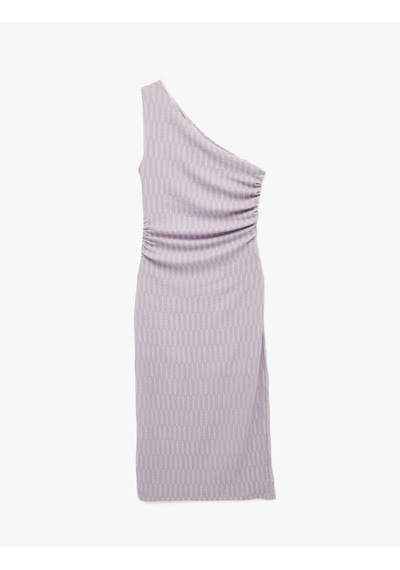 Koton Tek Omuz Kolsuz Slim Fit Bürümcük Uzun Elbise Lila 6sal80061ık Lila