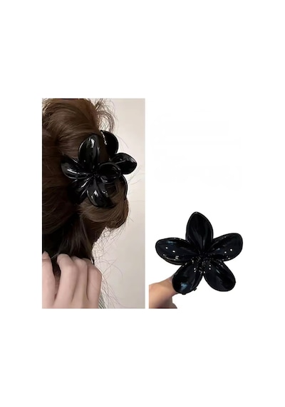 4 Adet Kadın Siyah Lotus Toka