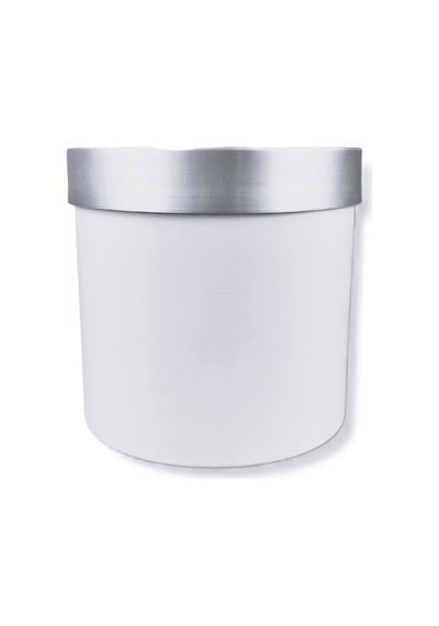 Rüzgar Yapay Çiçekçilik Metal Saksı 40x30 Siyah Beyaz Gümüş
