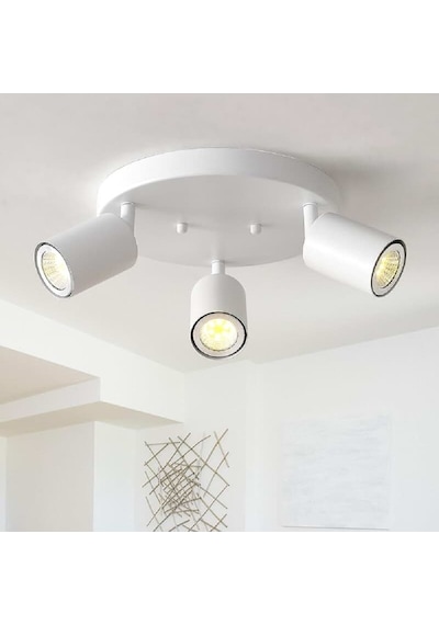 Riolight Modern5 Beyaz Mutfak,salon,giyinme Odası,cafeler İçin Gün İşiğı Metal 3lü Spot Ampul Dahil 3'lü Beyaz