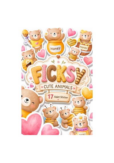 Sevimli Ayıcık Teddy Bear Sticker Seti - 17 Adet Etiket Çıkartma Diğer