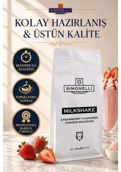 Simonelli Çilek Aromalı Toz Milkshake Karışımı 1 KG