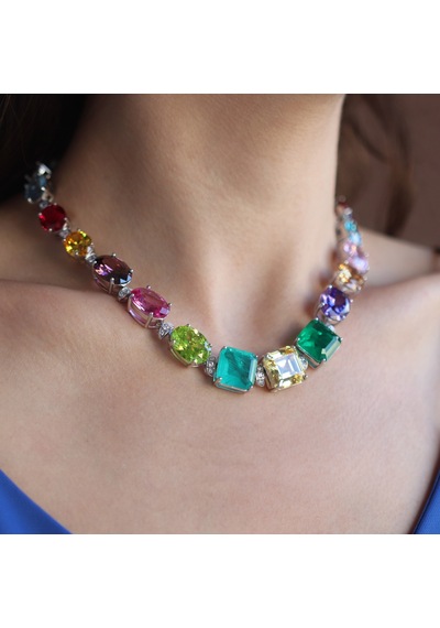 Swarovski Cubic Taşlı Gümüş Gerdanlık