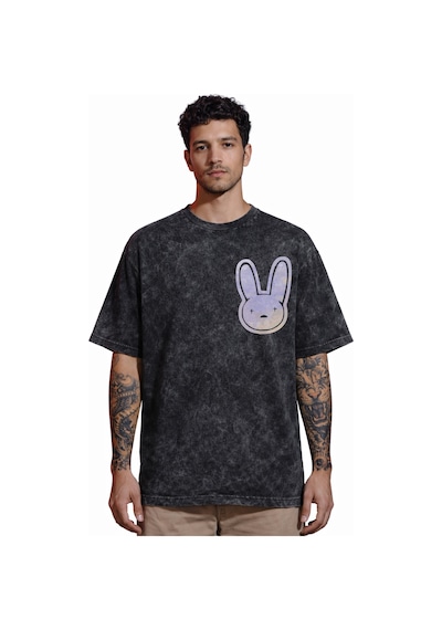 Sevbano Tasarım Bad Bunny Şarkıcı Rapper Sırt Baskılı Unisex Oversize Esk Siyah