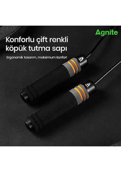 Agnıte Çelik Halat Atlama İpi Sayaçsız Dayanıklı Spor İpi Siyah
