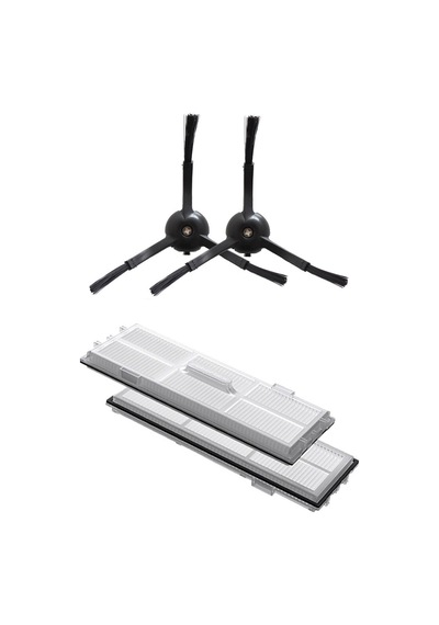 Roborock S7 Max Ultra Uyumlu 2 Adet Hepa Filtre 2 Adet Siyah Yan Fırça