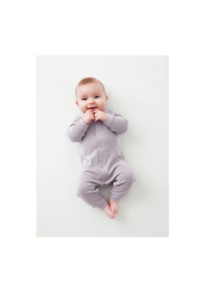 Gülerçocuk Unisex Düğmeli Organik Bebek Tulumu & Uzun Kollu Papatya/desenli Bebek Tulum Bej