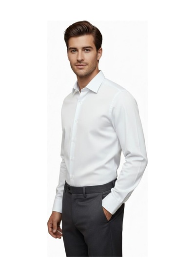 Erkek Silim Fit Uzun Kol Gömlek Bgl-st04867 Beyaz