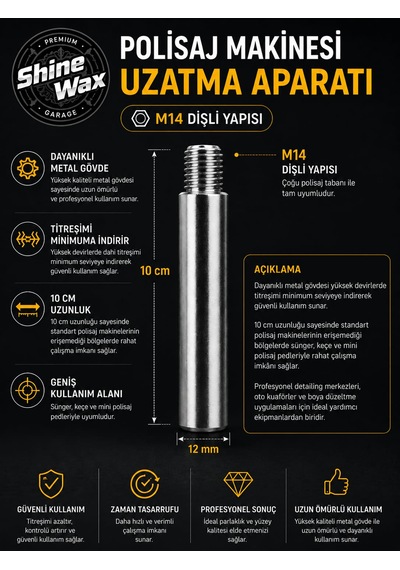 Shine Wax Polisaj Makinesi Uzatma Aparatı 10 Cm