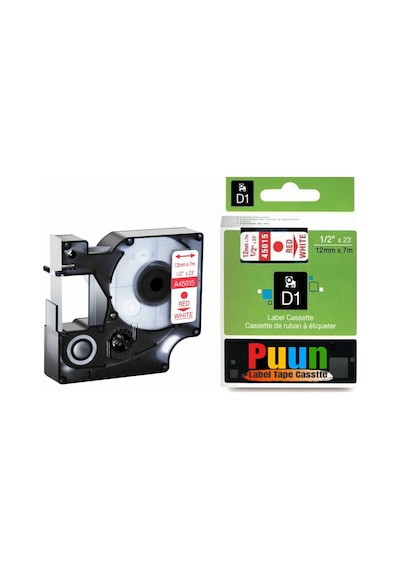 Puun Dymo D1 45015 Beyaz Üzerine Kırmızı Uyumlu Etiket