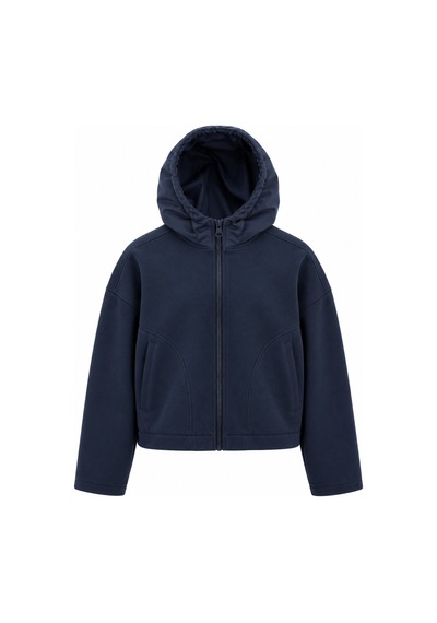 Laluvia Lacivert Kapüşonlu Fermuarlı Sweatshirt - 1226