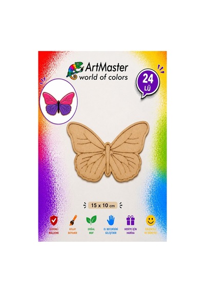 Ahşap Boyama Kelebek 24 Adet 10x15cm Boyama Böcek Figürleri Etkinlik Çoçuk Gelişim Motor Beceri Kreş Anasınıfı