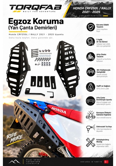 Honda Crf250l / Crf250 Rally 2021 2026 Uyumlu Yan Çanta Demiri Egzoz Koruma