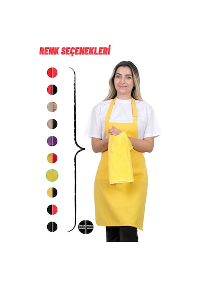 Star Ayar Askılı Havlulu Mutfak Önlüğü Seti Havlulu Önlük Sarı-sarı