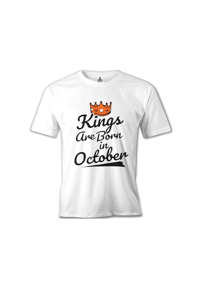 Kings Born On October - Crown Beyaz Erkek Tshirt