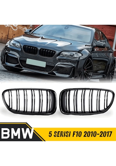 Bmw 5 Serisi F10 2010-2017 Uyumlu Ön Panjur Böbrek M5 Görünüm Izgara Çift Çizgi İthal Piano Black 1.sınıf Sağ Sol Takım