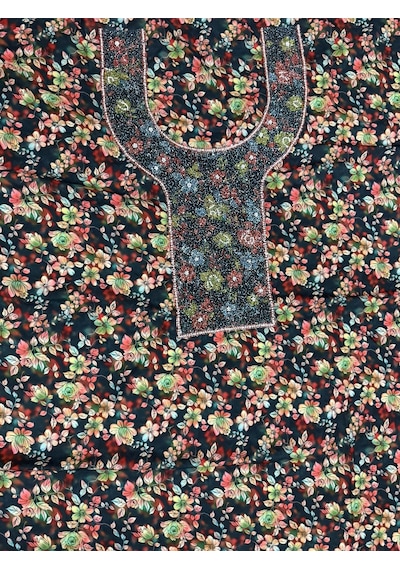 İşlemeli Hint Elbise Kumaşı 370x110cm Model 11 Renkli