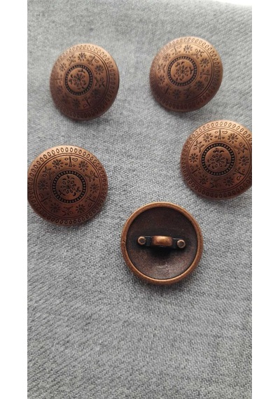Antık Bakır Metal Düğme 20 Mm 5 Adet