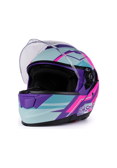 Vento Premium Çene Açılır Kask Güneş Vizörlü Blue Pink Ece 22.06 Sertifikalı Mor Mor