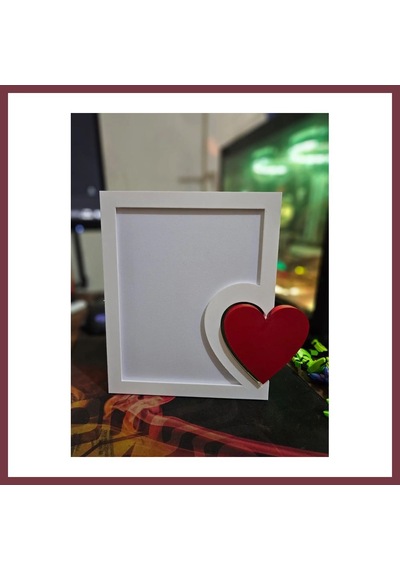 Storeşahin 3d Baskı Kalp Detaylı Fotoğraf Çerçevesi Masaüstü Romantik Çift Fotoğraf Çerçevesi Beyaz Kırmızı Shn0720