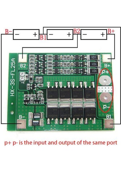 Elektronikport-3S 25A 11,1V Bms Koruma Kartı Lityum Batarya 18650 Li-İon Lipo Pr