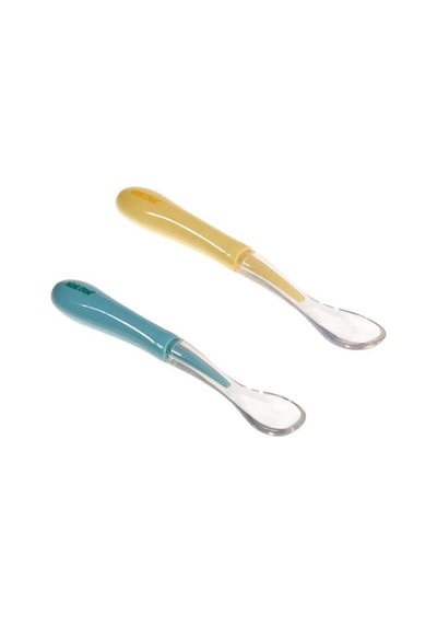 Bebedor 2'Li Silikon Uçlu Kaşık Sarı - Mavi 4 Ay+ No Color Mavi - Sarı