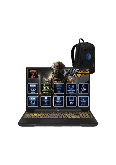 Asus Tuf Gaming A16 Amd Ryzen 7 170 16 Gb Ddr5 2 Tb Ssd Rtx 4050 6 Gb 16'' Wuxga Ips 144hz Windows 11 Pro Oyuncu Dizüstü Bilgisayar Fa607nuq-rl048rnp03