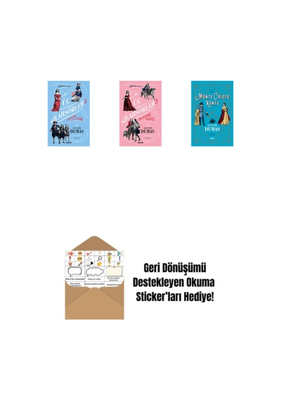 Üç Silahşörler 4 - Louise De La Valliere Ciltli + Üç Silahşörler 3 - Bragelonne Vikontu + Monte Cristo Kontu + Okuma Sticker'ları