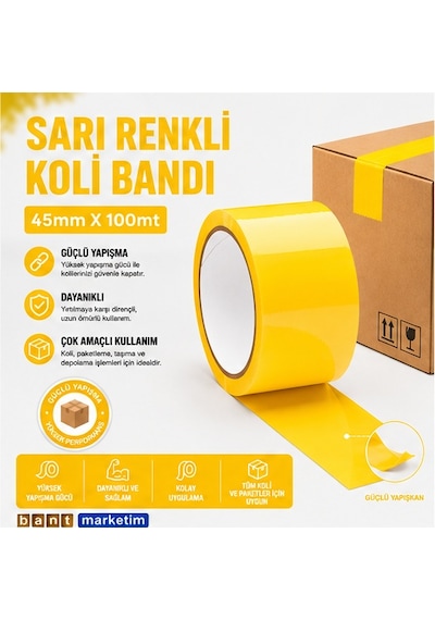 Sarı Renkli Koli Bandı 45mm X 100mt 9cd94 1