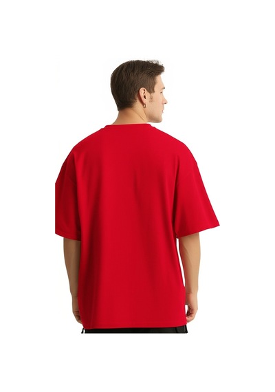 Nevermind Baskılı Oversize Tişört Erkek Streetwear T-shirt Kirmizi