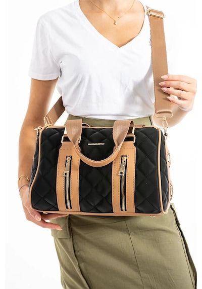 Just Polo Kadın Günlük Kullanıma Uygun Ayarlanabilir Askılı Büyük Boy Lüks El & Omuz Çantası Shoulder Bag Siyah Taba