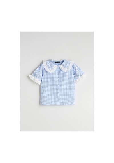 LC Waikiki Alıta Cıty Farkıyla Lcw Kids Mavi Ekose Loose & Bol Kız Çocuk Gömlek Mavi - 930172549 Mavi