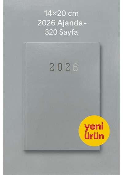 Cilt Bezli Gri Ajanda 14 20 Cm 320 Sayfa, Günlük Planlayıcı, Ofis & Okul Kullanımı Gri