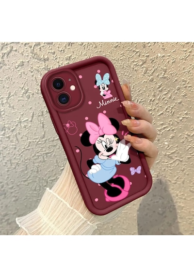 Apple iPhone 11 Uyumlu Darbeye Dayanıklı  Kamera Korumalı Bordo Silikon Baskı Desenli Kılıf