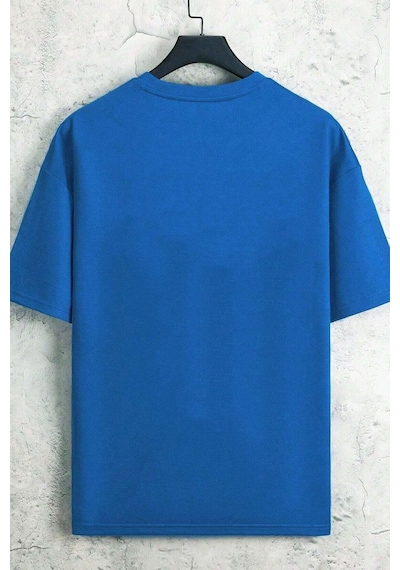 Uyguntarz Erkek La California 1987 Baskılı Oversize Tshirt Mavi